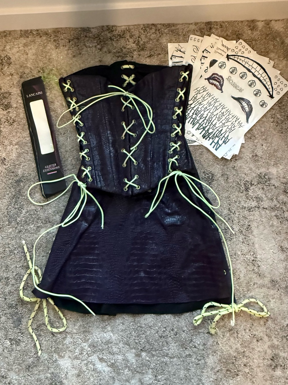 Custom Joker glow in the dark corset set costume/cosplay